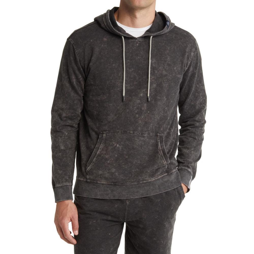 Black Acid Wash Fleece Hoodie