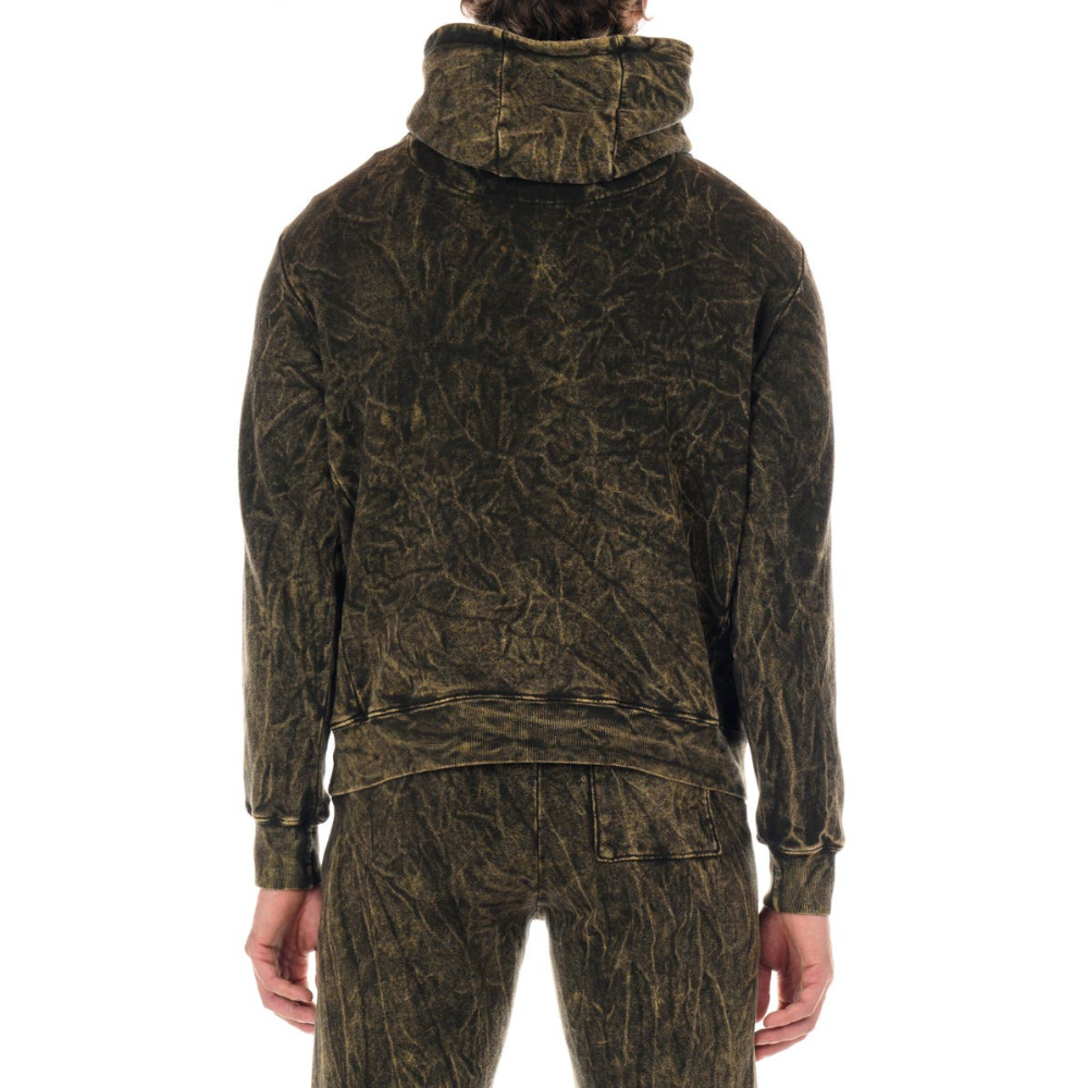 Dark Brown French Terry Cotton Acid Wash Hoodie