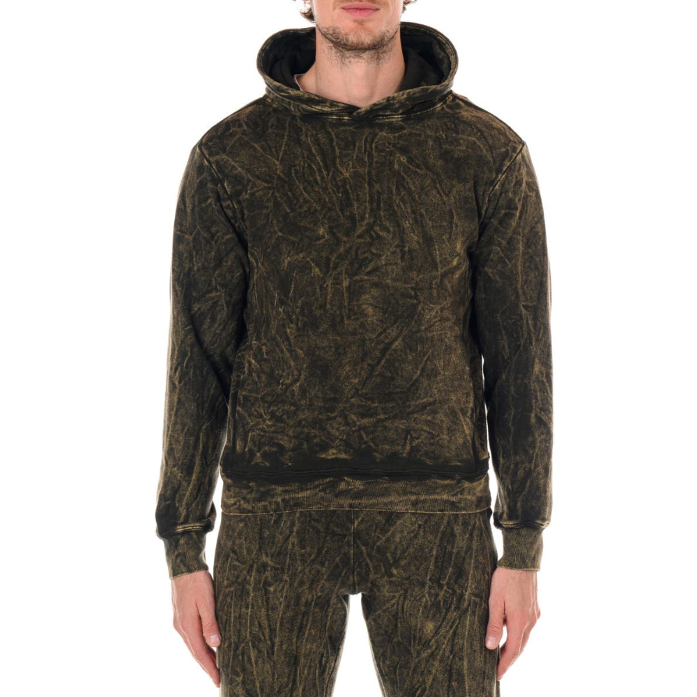 Dark Brown French Terry Cotton Acid Wash Hoodie