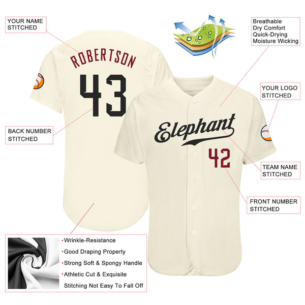 Custom Cream Baseball Jersey