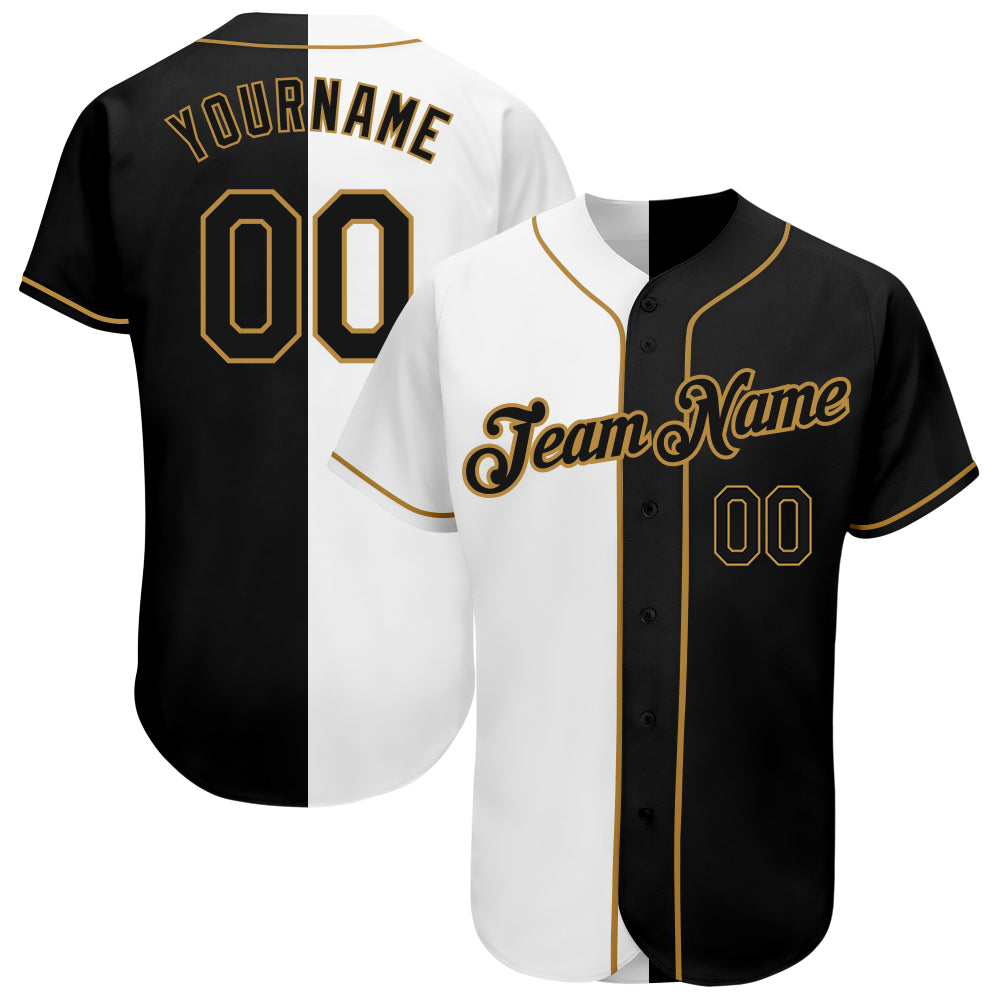 Custom White-Black Split Baseball Jersey