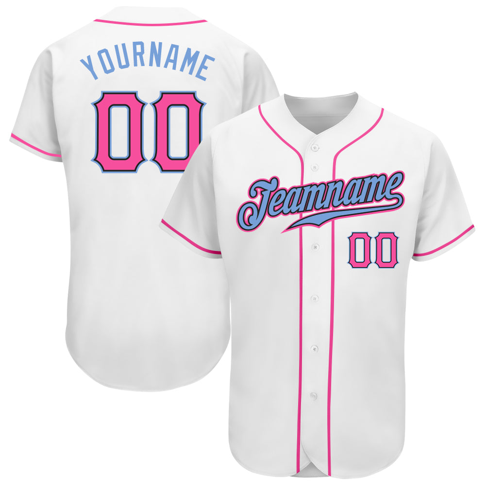 White Pink-Light Baseball Jersey